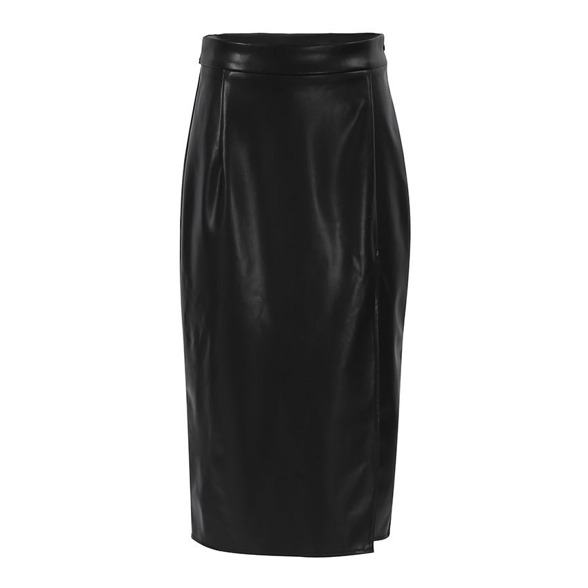 THE LUXE LEATHER HIGH-SLIT SKIRT