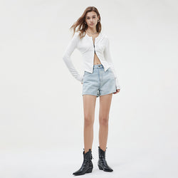 THE CLASSIC DENIM HIGH-WAIST SHORTS