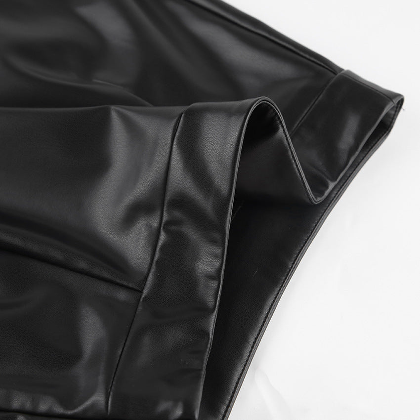 THE LUXE LEATHER HIGH-SLIT SKIRT