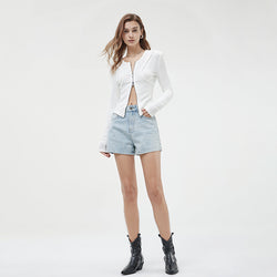 THE CLASSIC DENIM HIGH-WAIST SHORTS